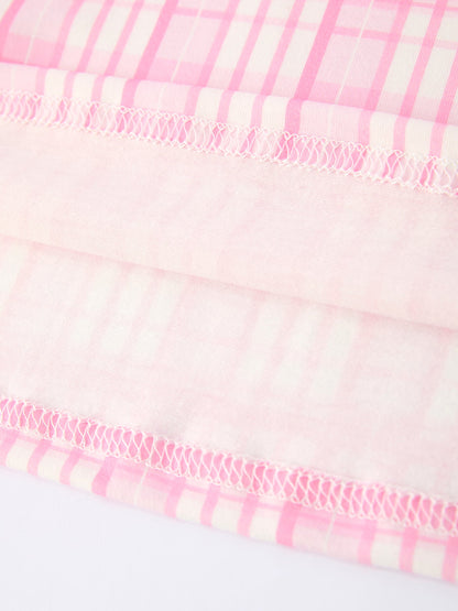 Valentine's Day Pink Plaid Smocked Heart Embroidery Girls Dress