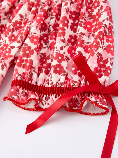 Valentine's Day "BE ❤ MINE" Embroidered Floral Girls' Dress