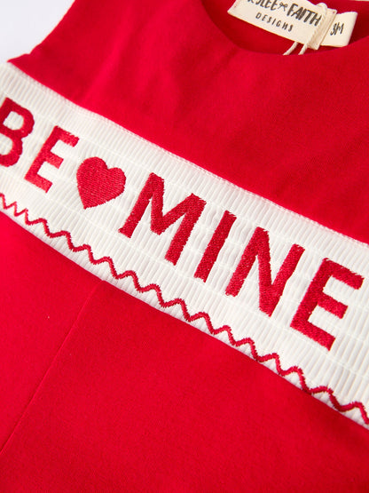 Valentine's Day "BE ❤ MINE" Embroidered Boy's Romper