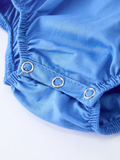 Valentine's Day Baby Girl Heart Applique Blue Romper