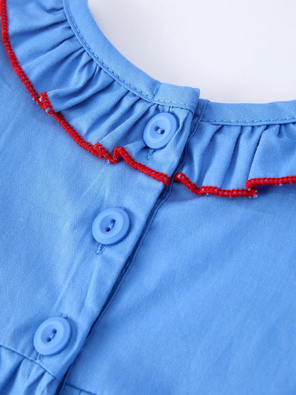 Valentine's Day Baby Girl Heart Applique Blue Romper