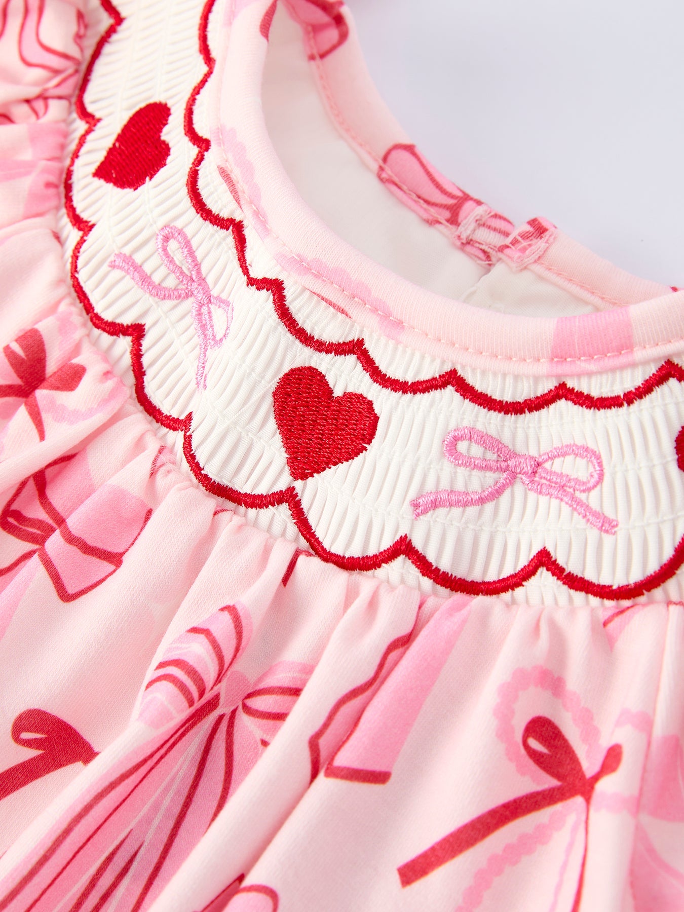 Girls' Valentine's Day Heart Bow Embroidered Baby Romper