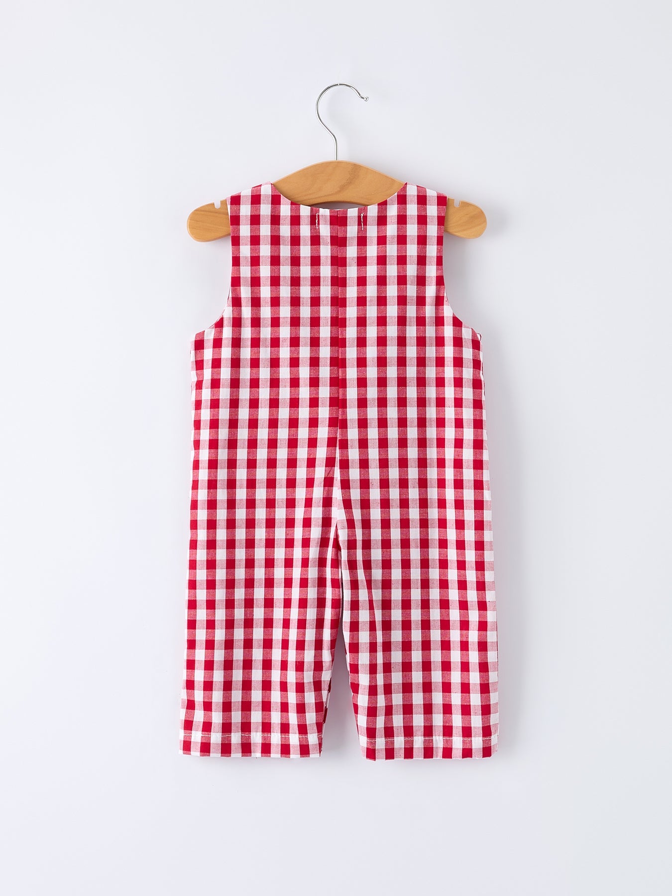 Valentine Red Plaid Boys Romper with Applique Heart Dog Detail