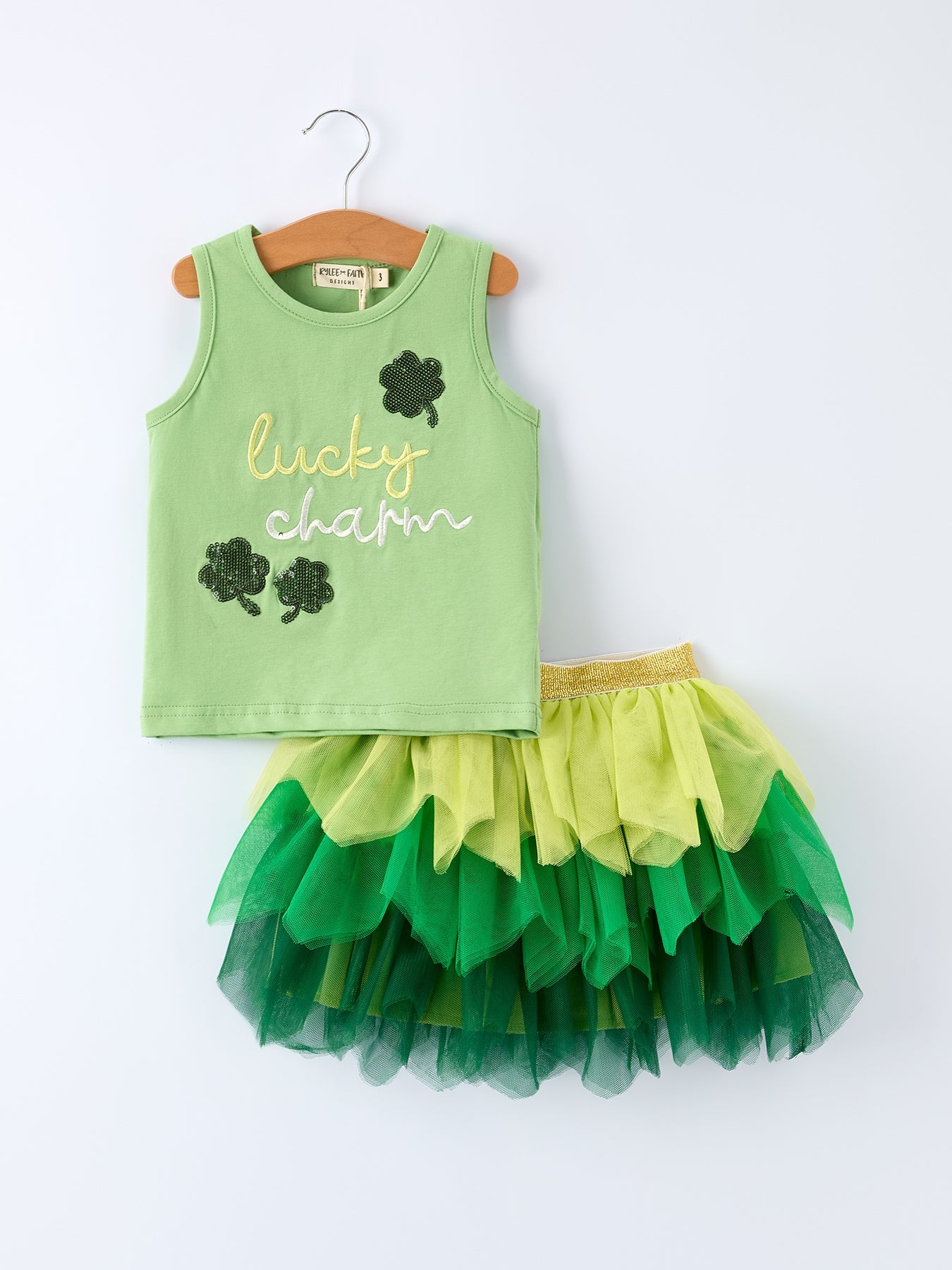 St. Patrick's Day Lucky Charm Green Tutu Skirt Set