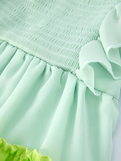 St. Patrick's Day Ombre Ruffle Dress for Girls – Green Gradient Layers
