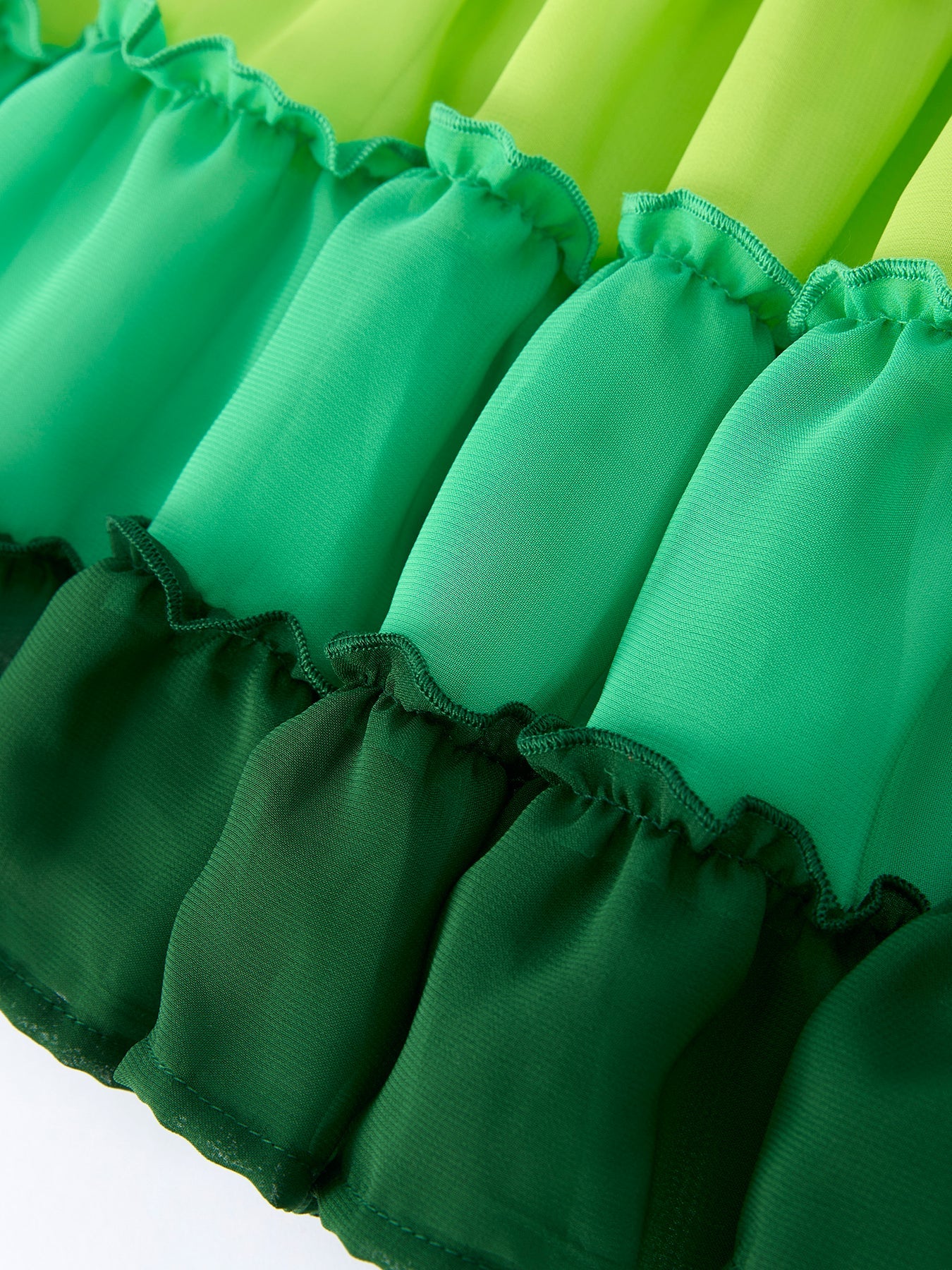St. Patrick's Day Ombre Ruffle Dress for Girls – Green Gradient Layers