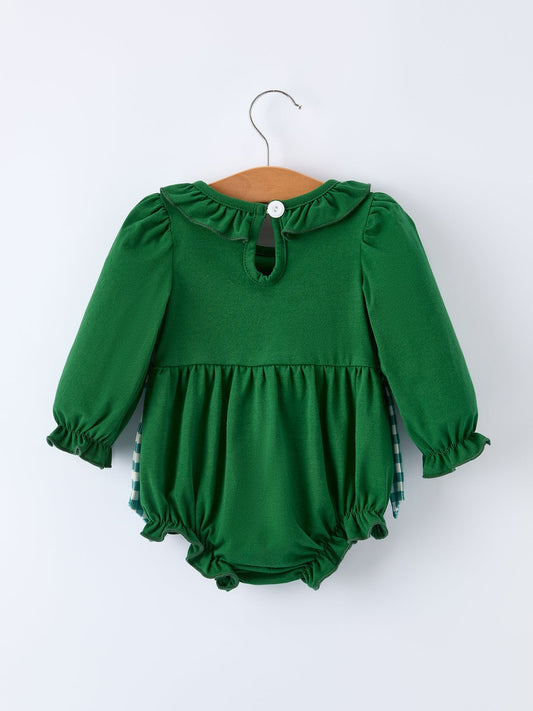 Girls St. Patrick’s Day Shamrock Puppy Smocked Romper