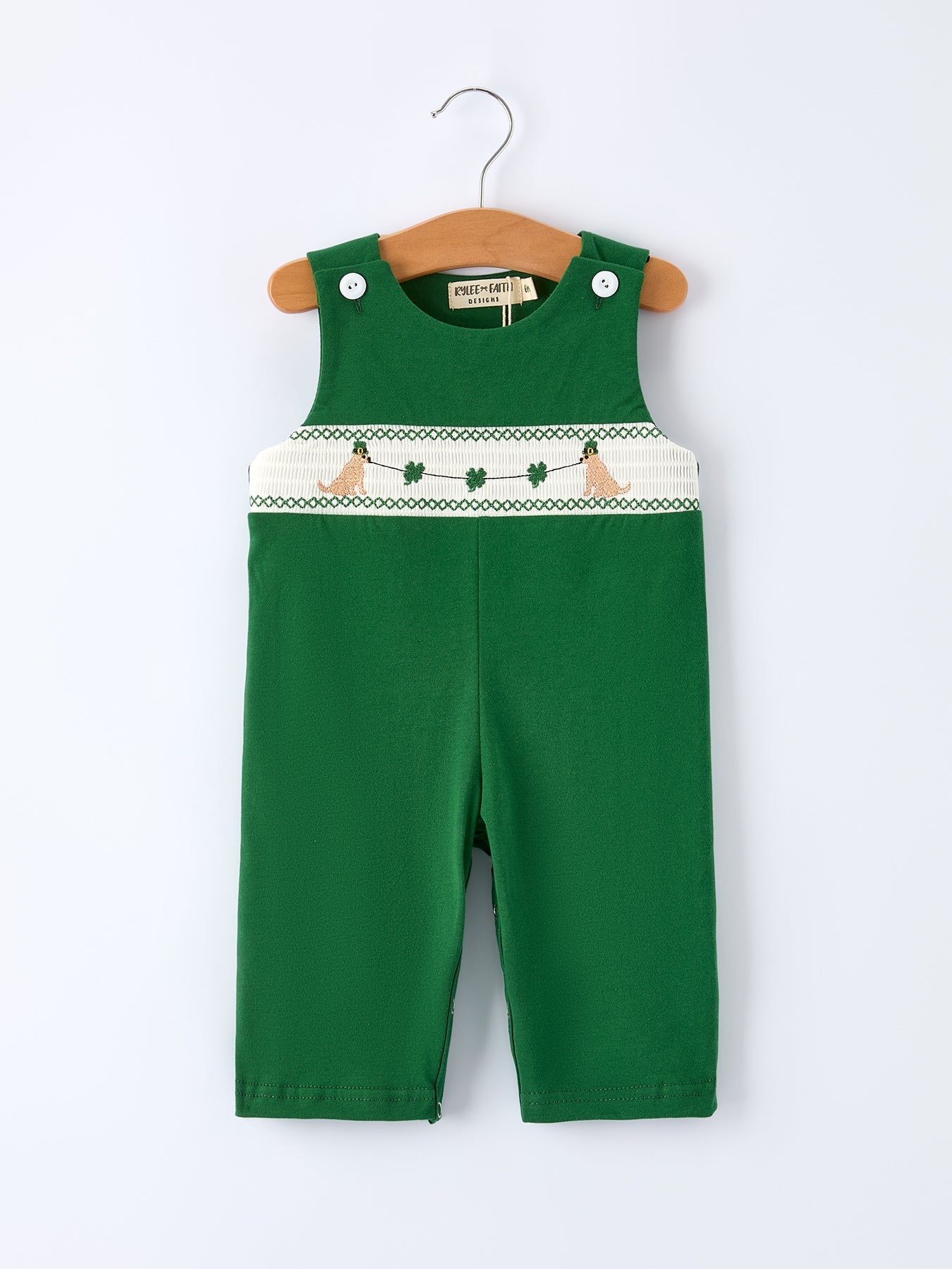 Boys St. Patrick’s Day Shamrock Puppy Smocked Romper