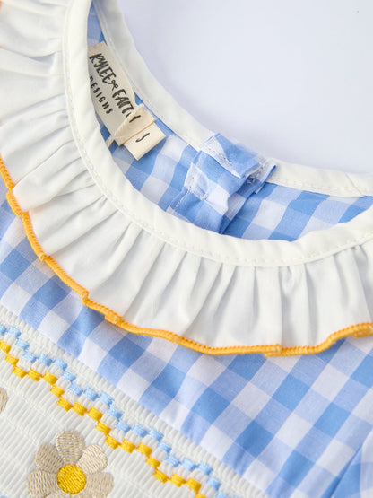 Spring Daisy Bow Smocked Toddler Girl Dress