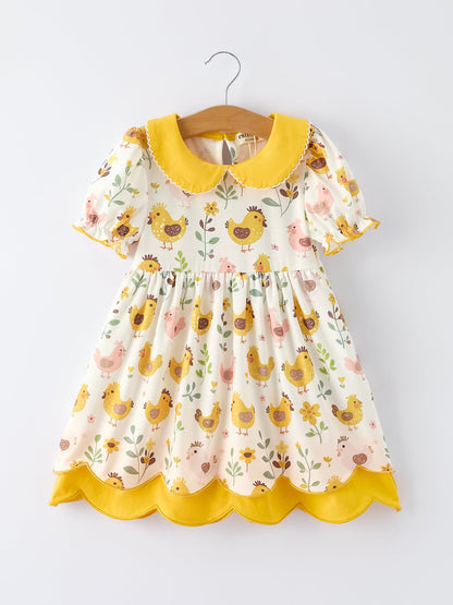 Spring Chick Scallop Short-Sleeve Girl Dress
