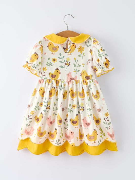Spring Chick Scallop Short-Sleeve Girl Dress