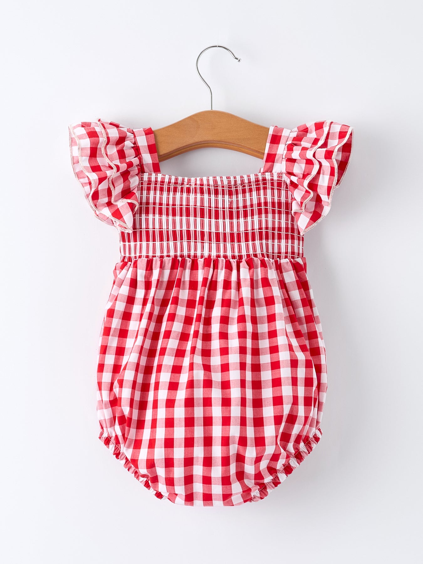 Summer Plaid Smocked Ruffle Girl Romper Sibling Outfits
