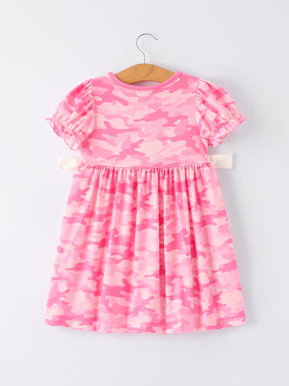 Pink Camouflage "DADDY'S GIRL" Smocking Embroidery Dress