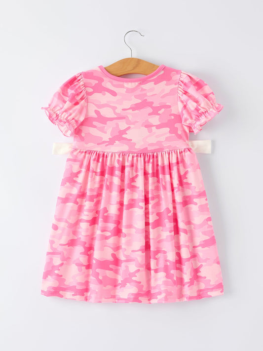 Pink Camouflage "DADDY'S GIRL" Smocking Embroidery Dress