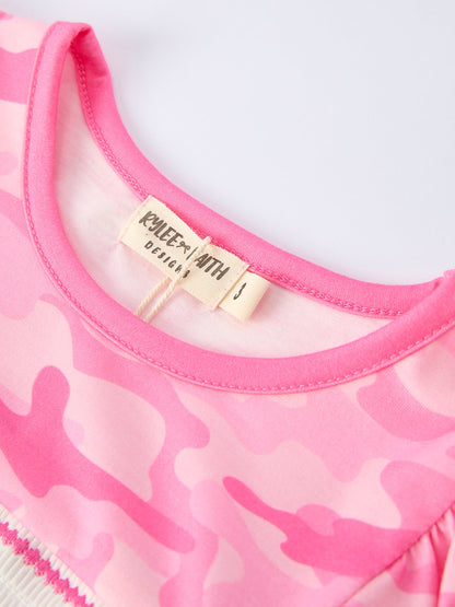 Pink Camouflage "DADDY'S GIRL" Smocking Embroidery Dress