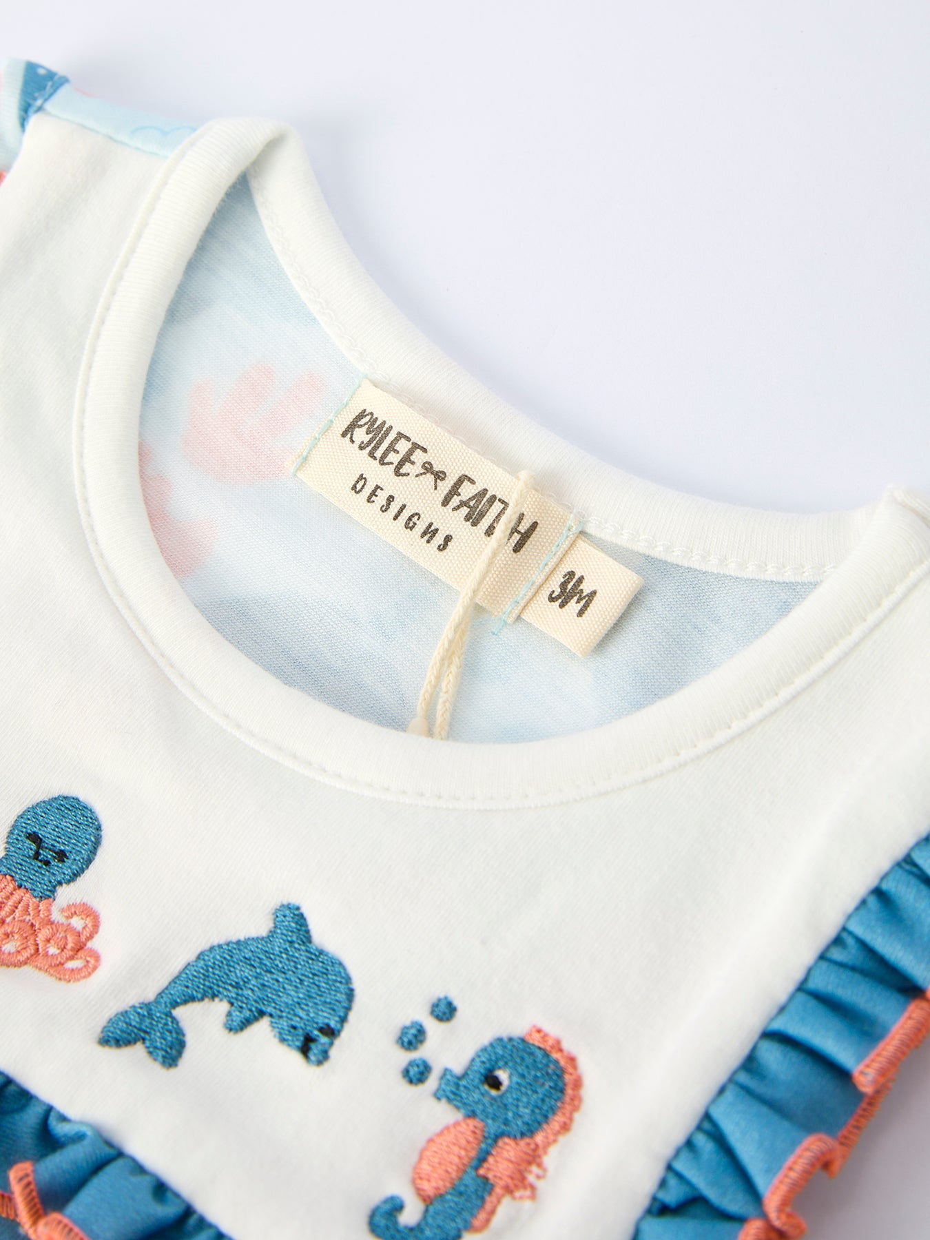 Marine Animal Embroidered Baby Girl Romper
