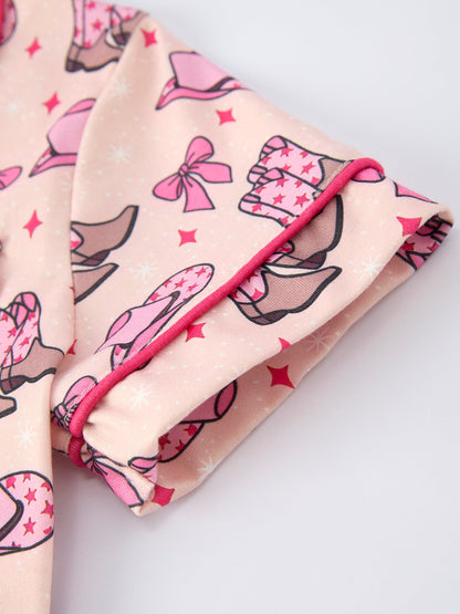 Mommy & Me Western Print Ruffle Pajama Set
