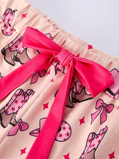 Mommy & Me Western Print Ruffle Pajama Set