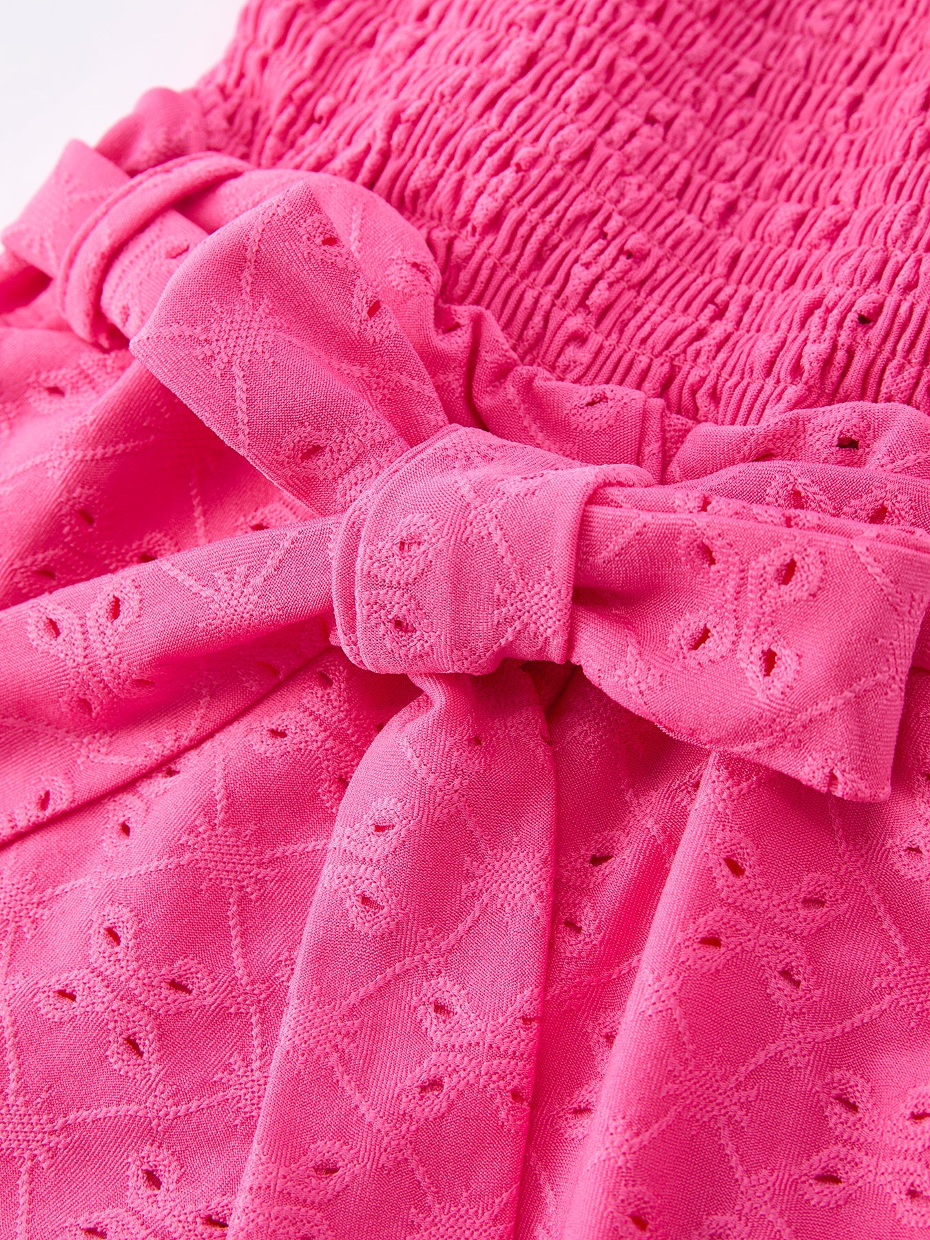 Spring Hot Pink Short-sleeved Girls Jumpsuit