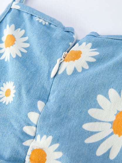 Spring Daisy Girls' Blue Dress