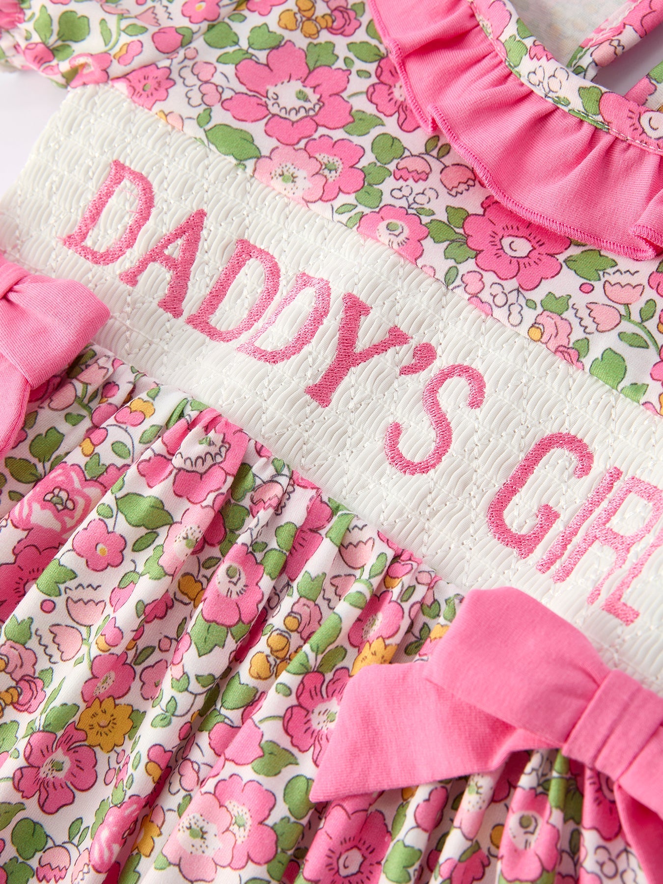 "DADDY'S GIRL" Bow Embroidered Ruffle Collar Girl Dress