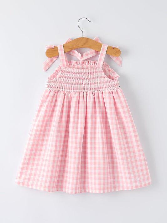 Strawberry Embroidery Girl Dress Bow Strap Ruffle