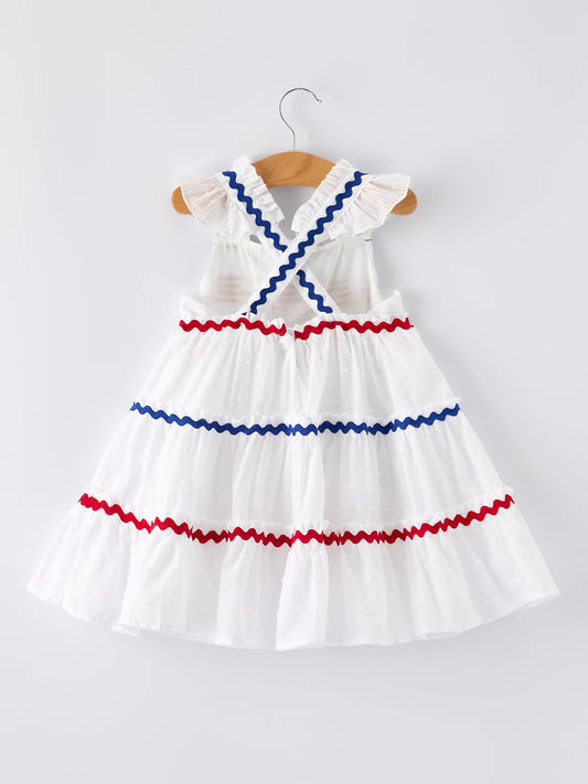 4th of July Flag Girl Tiered Ruffle Dress