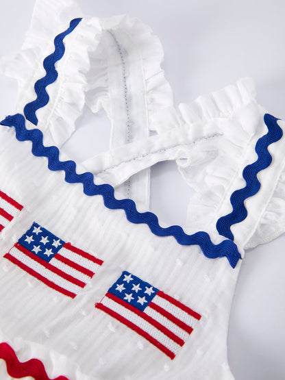 4th of July Flag Girl Tiered Ruffle Dress