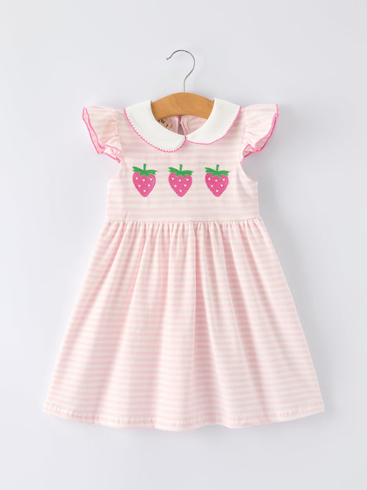 Strawberry Girl Dress Ruffle Peter Pan Collar