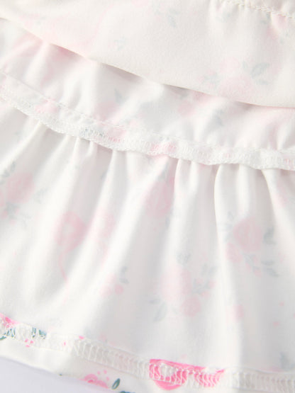 Floral Bow Girl Ruffle Dress