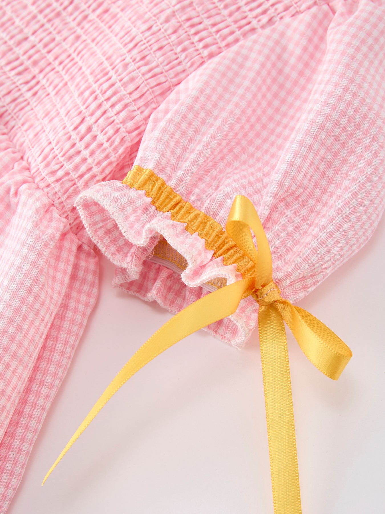 Girls Back To School Pencil Twirl Dress Bow Applique Smocked