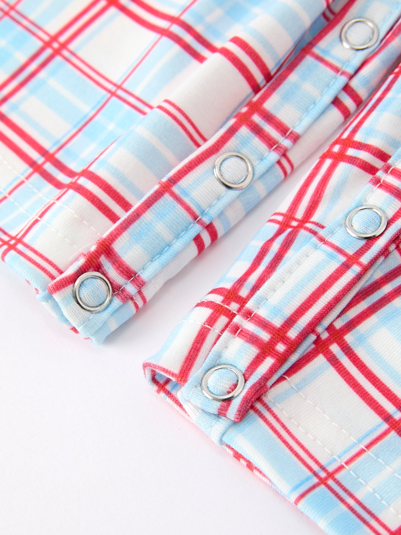 4th of July Plaid Boys Romper Smocked Flag Button Strap
