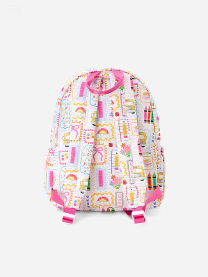 Back to School Print Girls Backpack Ruffle Bag