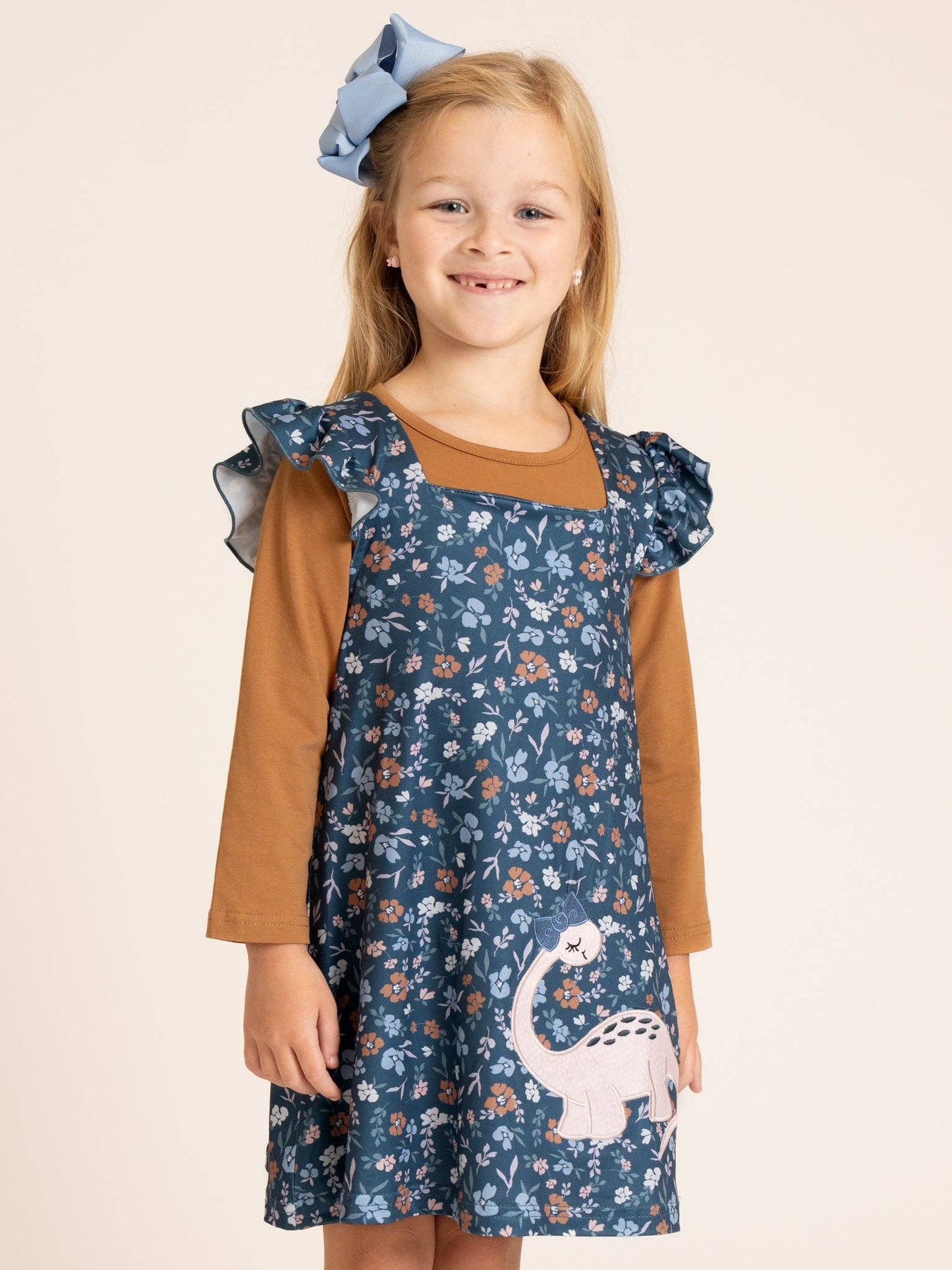 Dino Petal Embroidered Ruffle Dress