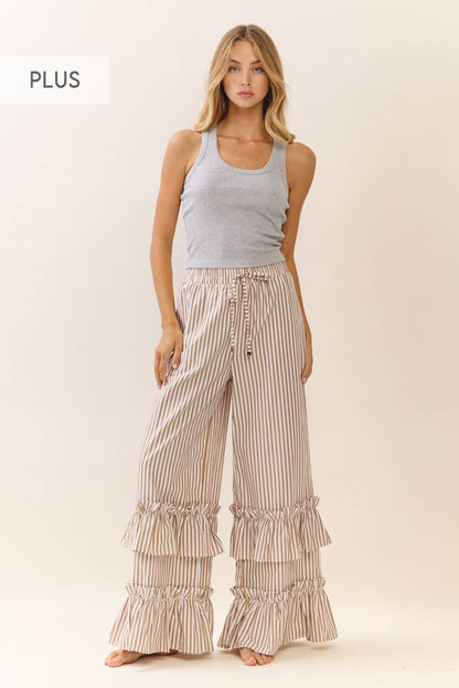 Plus Striped Pull-on Maxi Pants