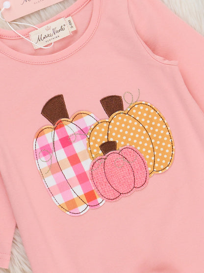 Salmon Pumpkin Plaid Ruffle Romper