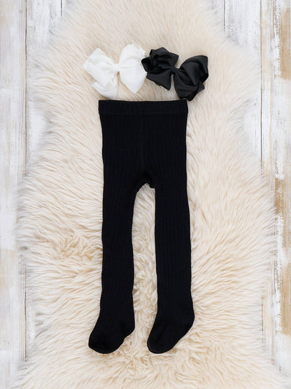 Classic Ribbed Tights - Black