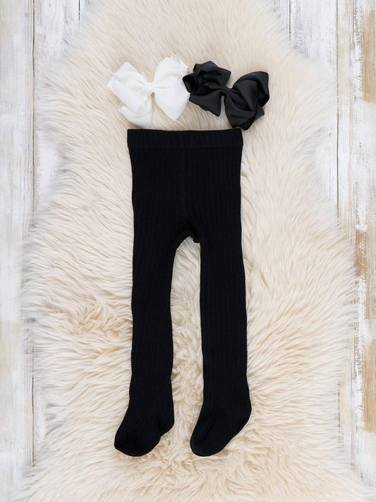 Classic Ribbed Tights - Black