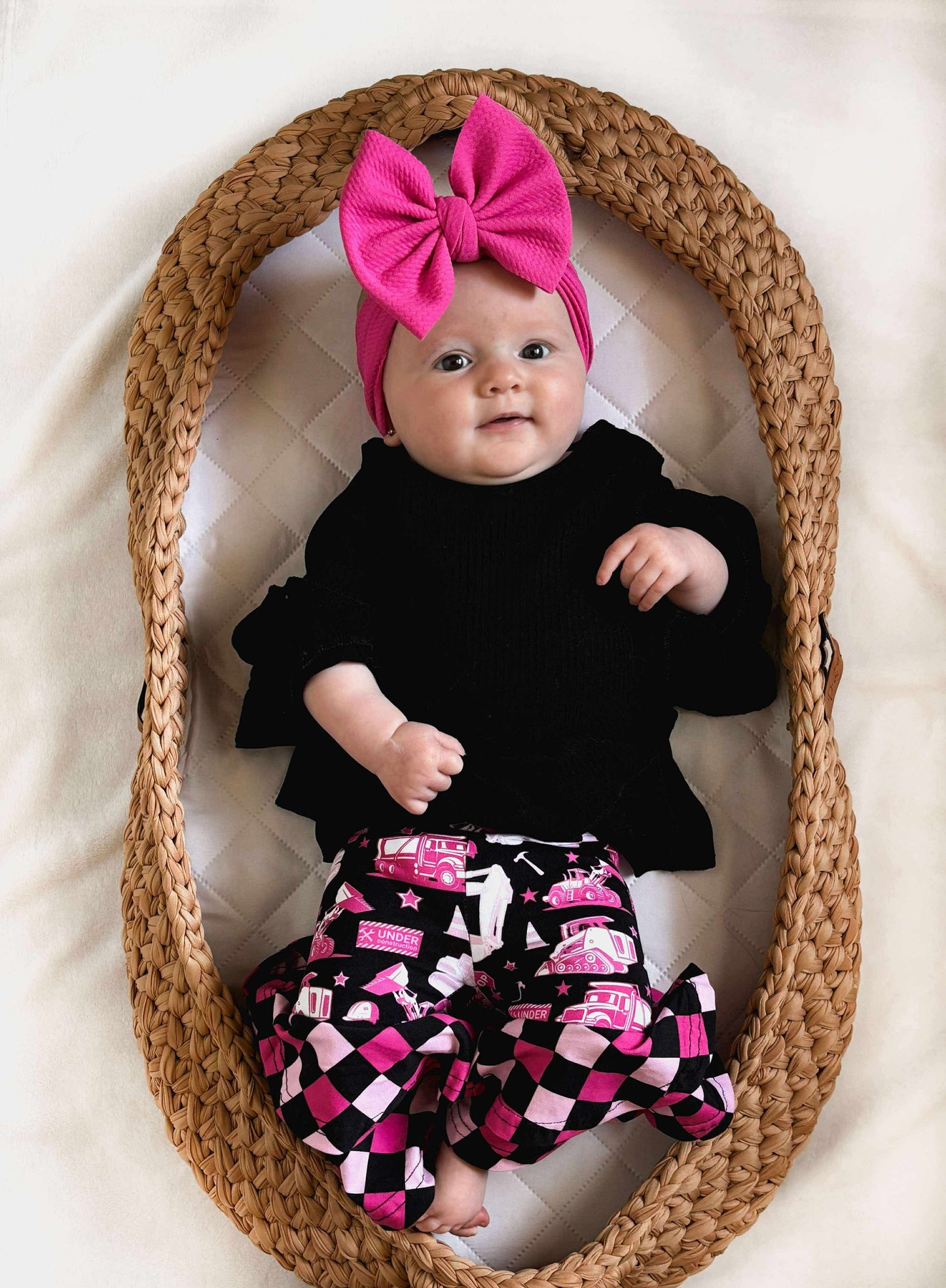 Pink Under Construction Double Bell Bottoms