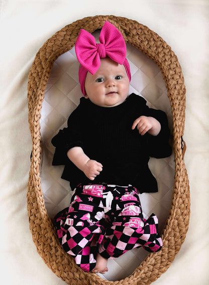 Pink Under Construction Double Bell Bottoms