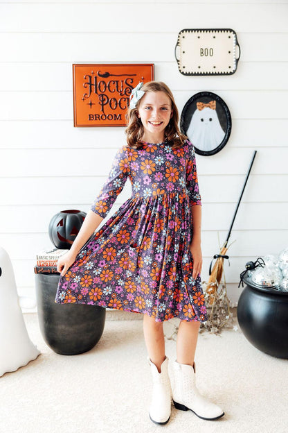 Haunted Garden 3/4 Sleeve Pocket Twirl Dress