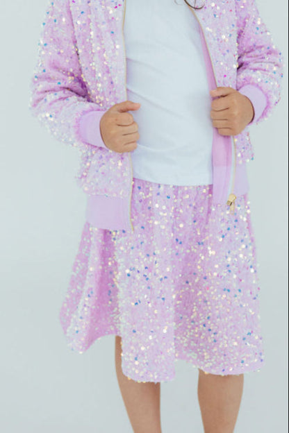 Lilac Velvet Sequin Twirl Skort