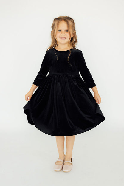 SALE Black Velvet Twirl Dress