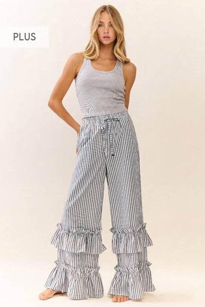 Plus Striped Pull-on Maxi Pants