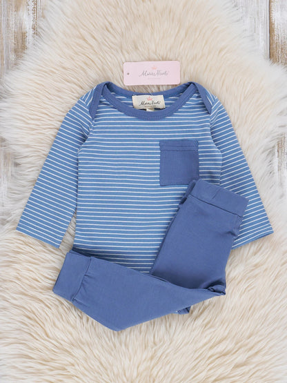 Blue Striped Boys Jogger Outfit – Comfy 2-Piece Set