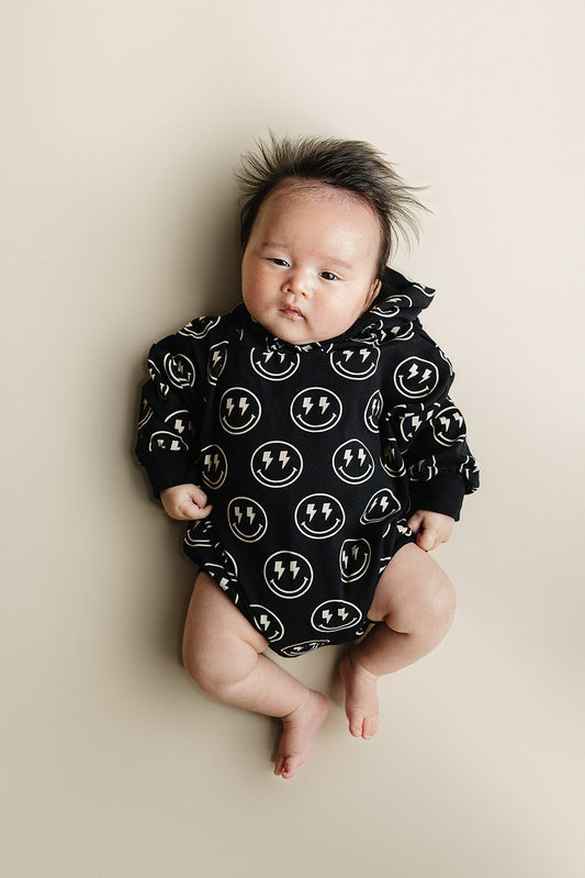 Hooded Bubble Romper  | Electric Smiley