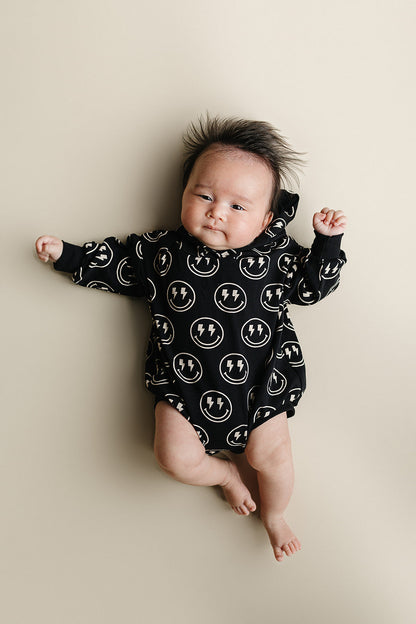 Hooded Bubble Romper  | Electric Smiley