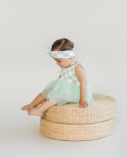 Tutu Romper | Checkered Mint