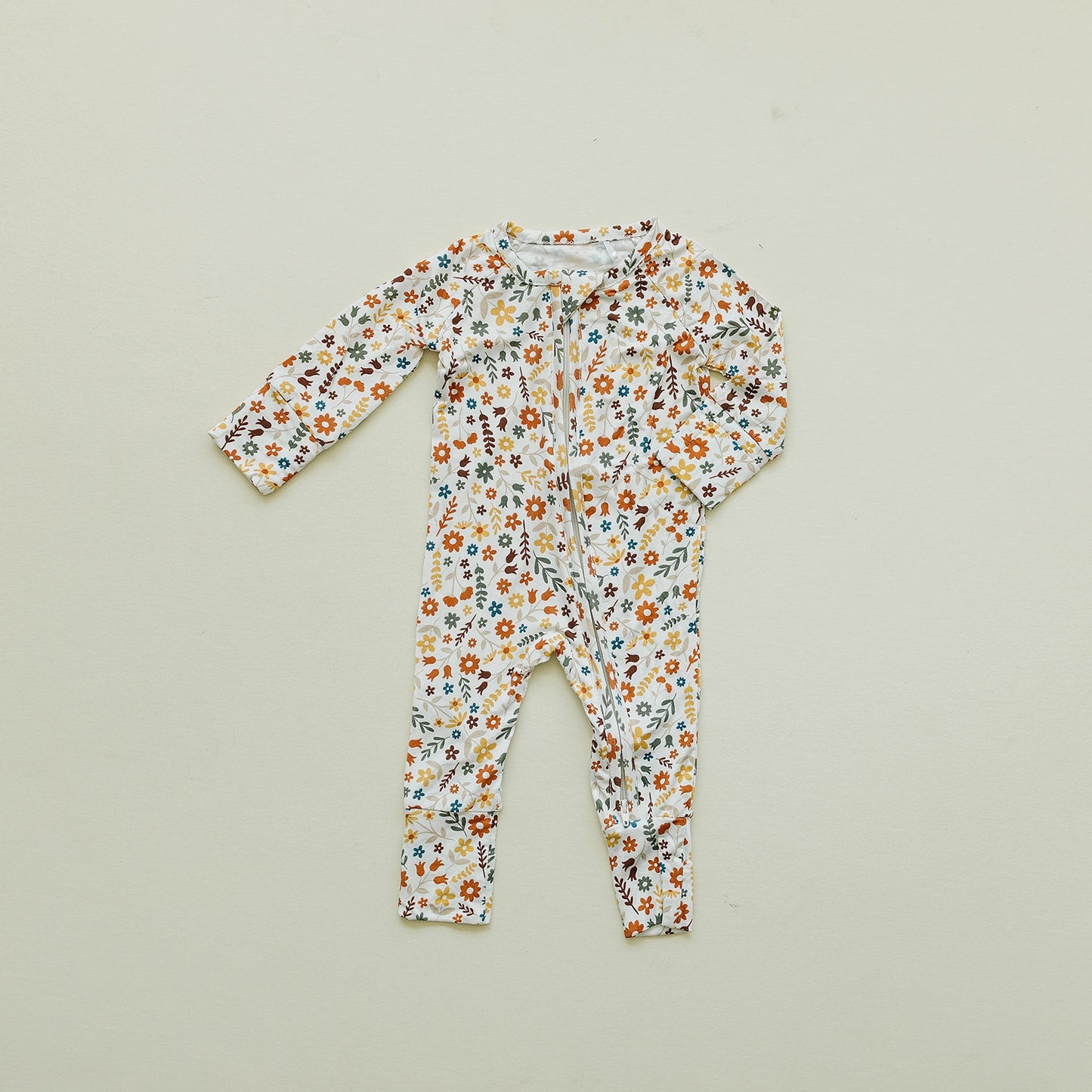 Bamboo Zip Romper | Fall Flowers