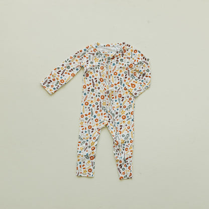 Bamboo Zip Romper | Fall Flowers